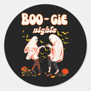 Dancing Ghost With Pumpkin Halloween Women's Graph Classic Round Sticker