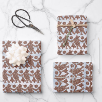 Dancing Gingerbread Cats Gift Wrap (on white)