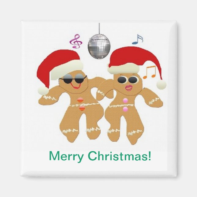 Dancing Gingerbread Cookies Magnet (Front)