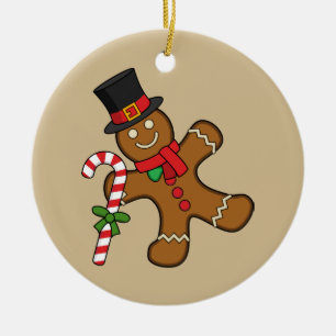 Dancing Gingerbread Man Ceramic Ornament