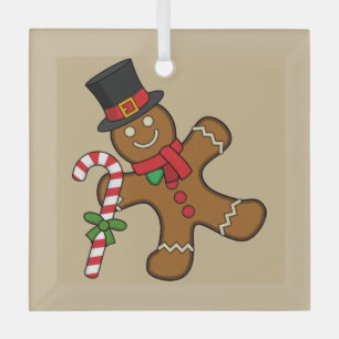 Dancing Gingerbread Man Glass Ornament