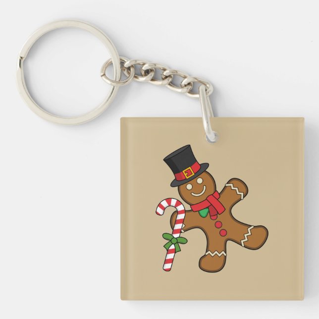 Dancing Gingerbread Man Keychain (Front)