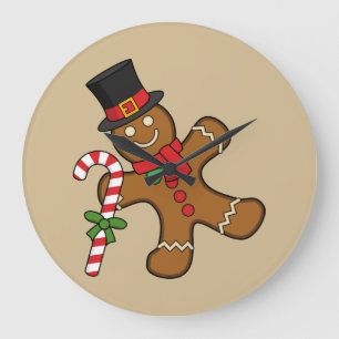Dancing Gingerbread Man Large Clock