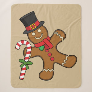 Dancing Gingerbread Man Sherpa Blanket