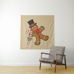Dancing Gingerbread Man Tapestry