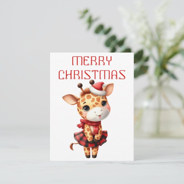 Dancing Giraffe Calf - Christmas Card (Standing Front)