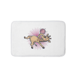 Dancing Giraffe Disco Ball Vintage Engraving Shirt Bath Mat