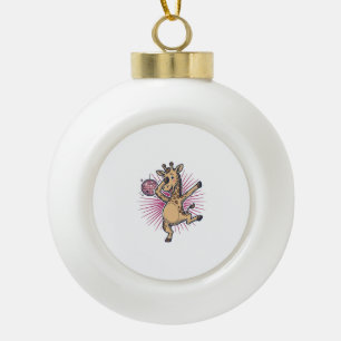 Dancing Giraffe Disco Ball Vintage Engraving Shirt Ceramic Ball Christmas Ornament