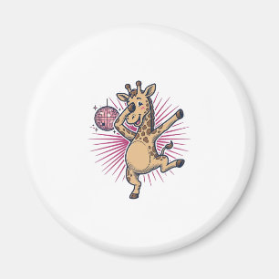 Dancing Giraffe Disco Ball Vintage Engraving Shirt Magnet