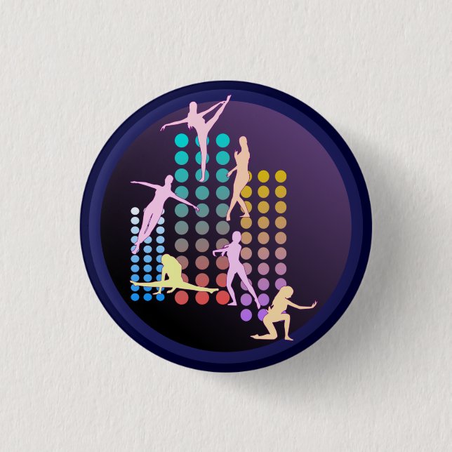 Dancing girl 1 inch round button (Front)