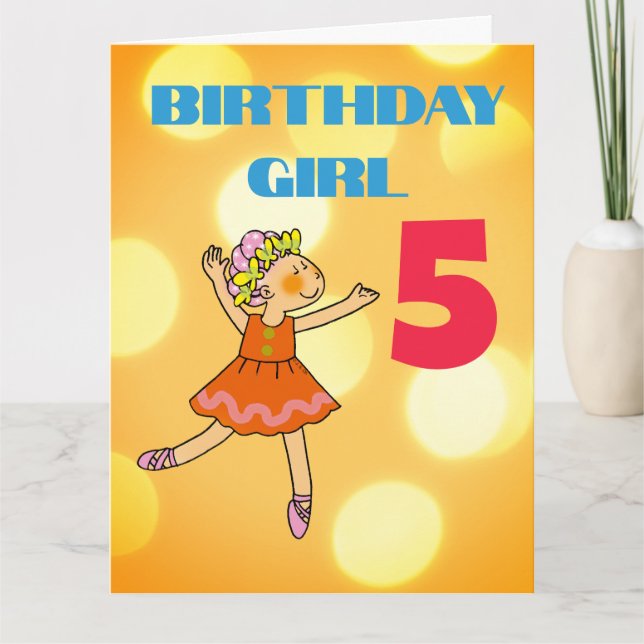 Dancing Girl 5th Birthday   Card (Front)