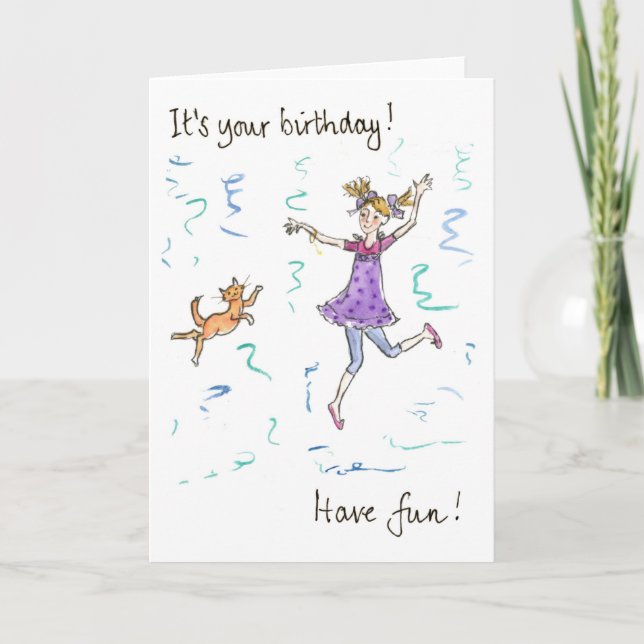 Dancing Girl Birthday Card (Front)