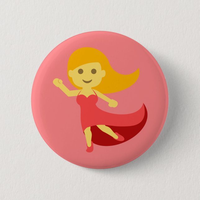 Dancing Girl Emoji 2 Inch Round Button (Front)