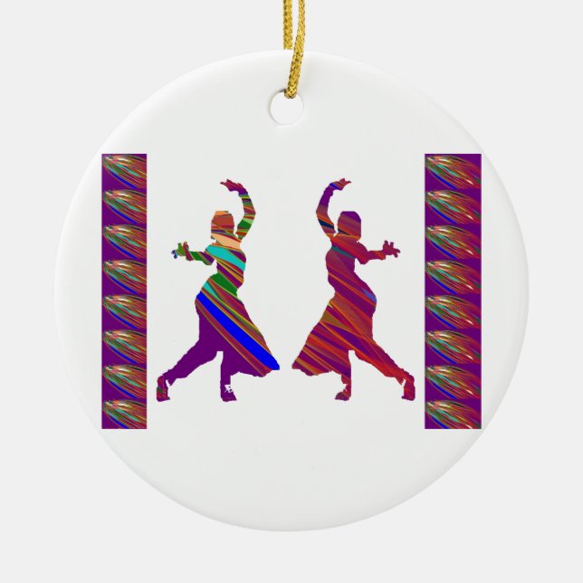 DANCING Girls :  Indian Bollywood Style Dance Ceramic Ornament (Front)