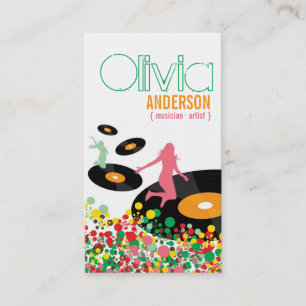 Dancing Girls Retro Vinyl Pop Dots Artist Business Card