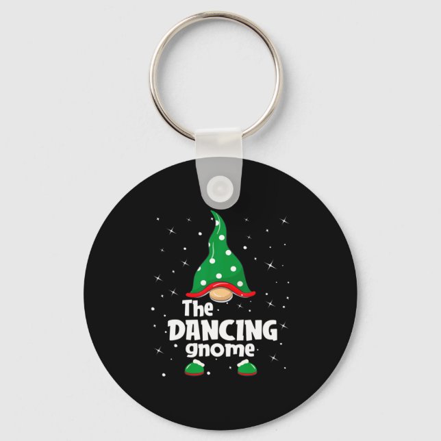 Dancing Gnome Family Matching Christmas Funny Paja Keychain (Front)