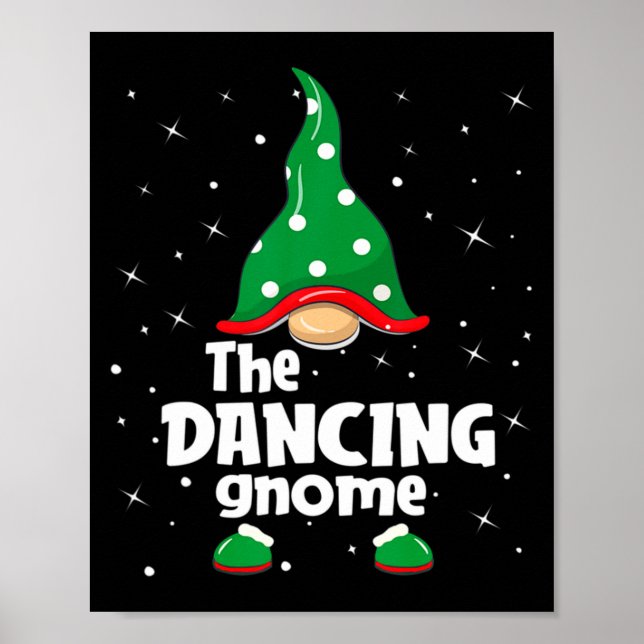 Dancing Gnome Family Matching Christmas Funny Paja Poster (Front)