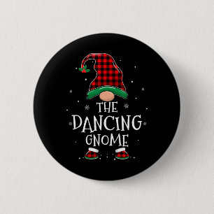 Dancing Gnome Xmas Family Matching Plaid Christmas 2 Inch Round Button