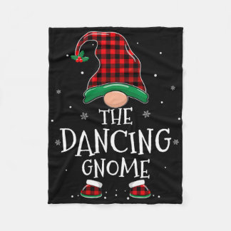 Dancing Gnome Xmas Family Matching Plaid Christmas Fleece Blanket