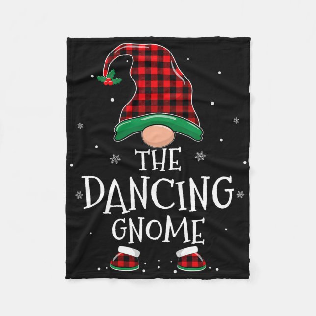 Dancing Gnome Xmas Family Matching Plaid Christmas Fleece Blanket (Front)