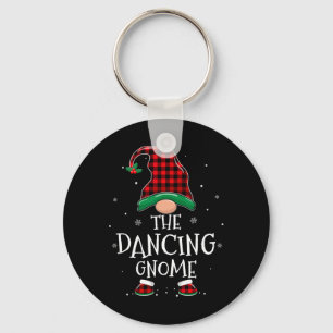 Dancing Gnome Xmas Family Matching Plaid Christmas Keychain