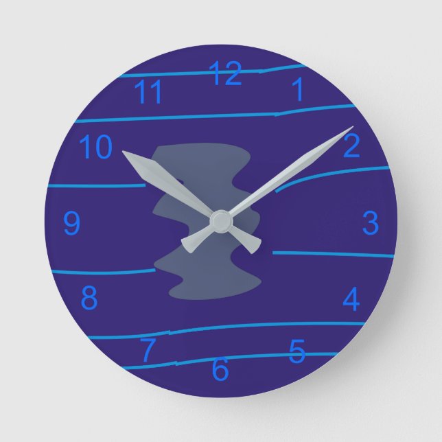 Dancing Goddess River Blue Neon Tribal Minimalist Round Clock (Front)
