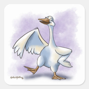 Dancing Goose Cartoon Square Sticker