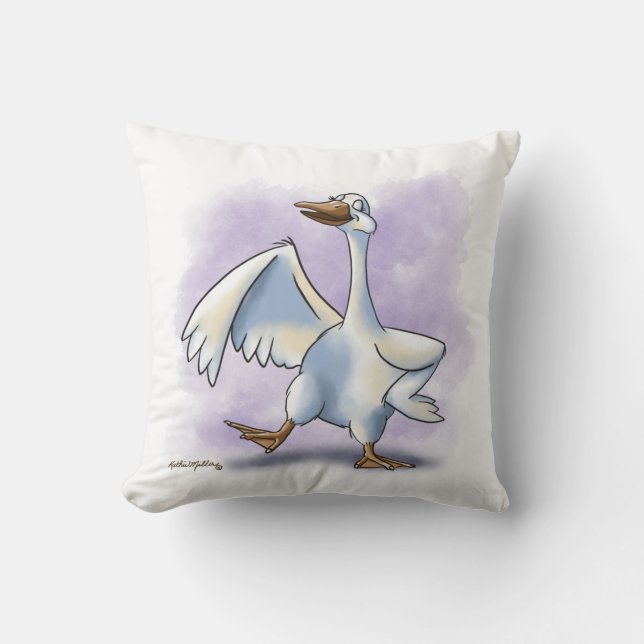 Dancing Goose Cartoon Throw Pillow (Front)