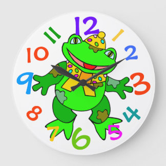 Dancing Green Frog Kids Clock Colourful Numbers