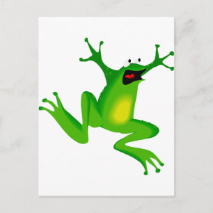 dancing green frog postcard