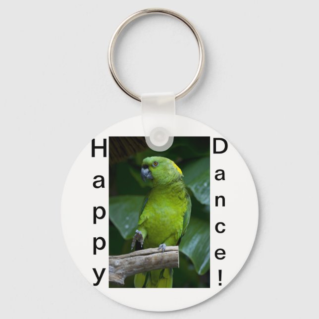 Dancing Green Parrot Keychain (Front)