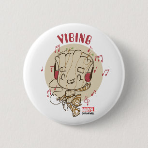 Dancing Groot Vibing With Headphones 2 Inch Round Button