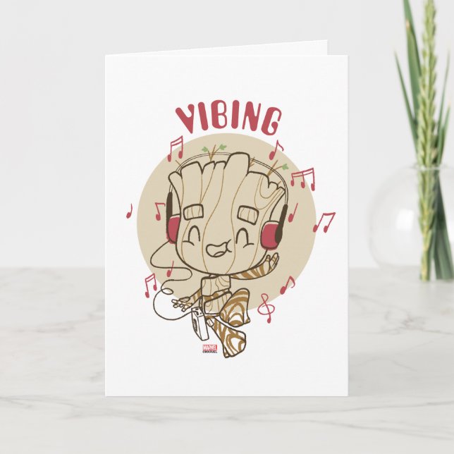 Dancing Groot Vibing With Headphones Card (Front)