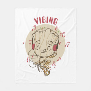 Dancing Groot Vibing With Headphones Fleece Blanket