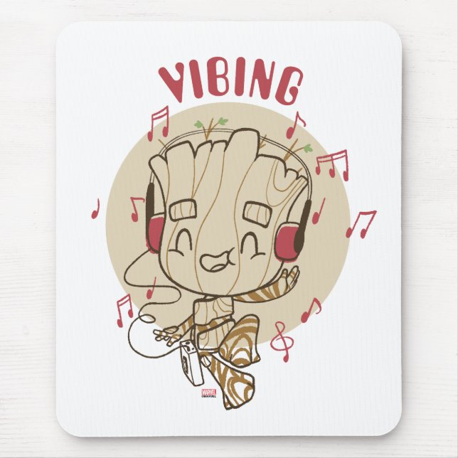 Dancing Groot Vibing With Headphones Mouse Pad (Front)