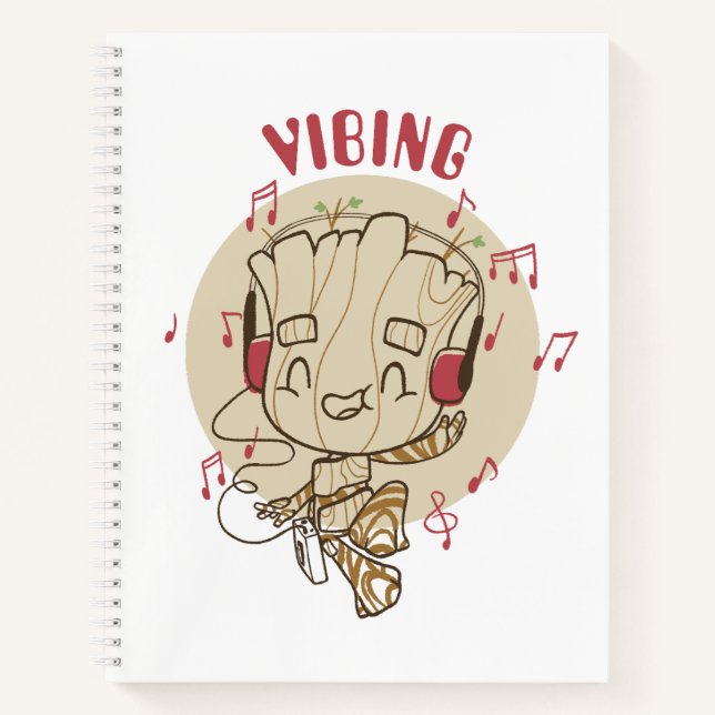 Dancing Groot Vibing With Headphones Notebook (Front)
