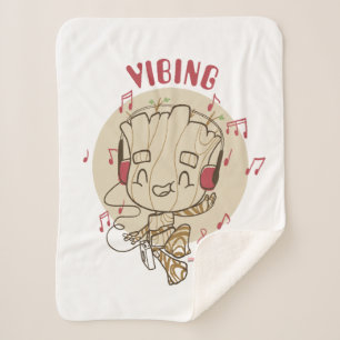 Dancing Groot Vibing With Headphones Sherpa Blanket