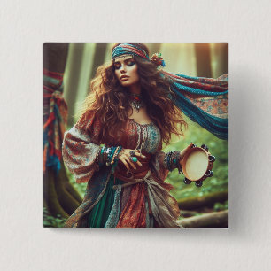 DANCING GYPSI 2 INCH SQUARE BUTTON