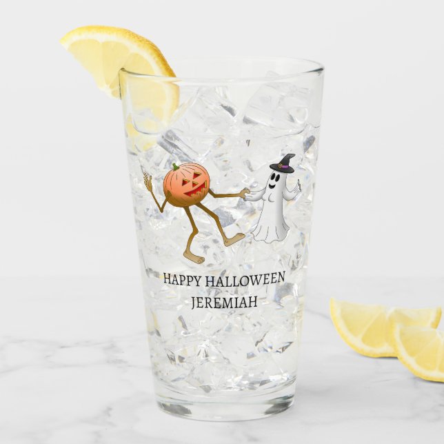 Dancing Halloween Pumpkin and Ghost Glass (Front Ice)