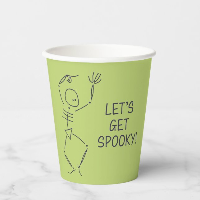 Dancing Halloween Skeleton - green Paper Cups (Front)