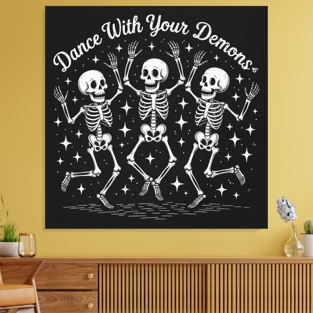 Dancing Halloween Skeletons Canvas Print (Insitu(LivingRoom))