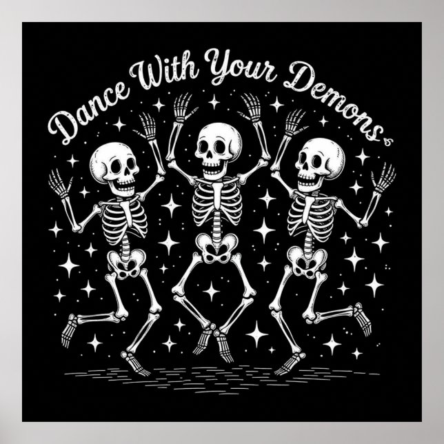 Dancing Halloween Skeletons Poster (Front)