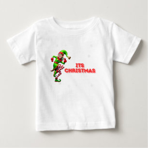 Dancing Happy Elf with Its Christmas Design  Baby T-Shirt