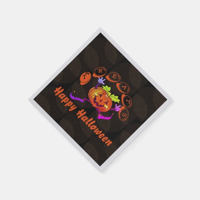 Dancing Happy Pumpkin Halloween Treats  Napkin (Corner)