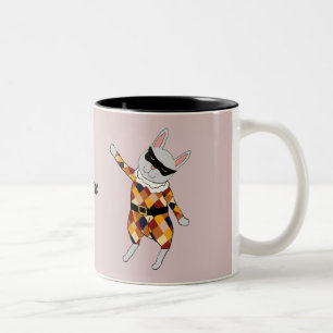 Dancing Harlequin Bunny Customizable Mug