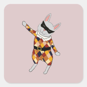 Dancing Harlequin Bunny Stickers