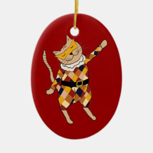 Dancing Harlequin Kitty Ornament
