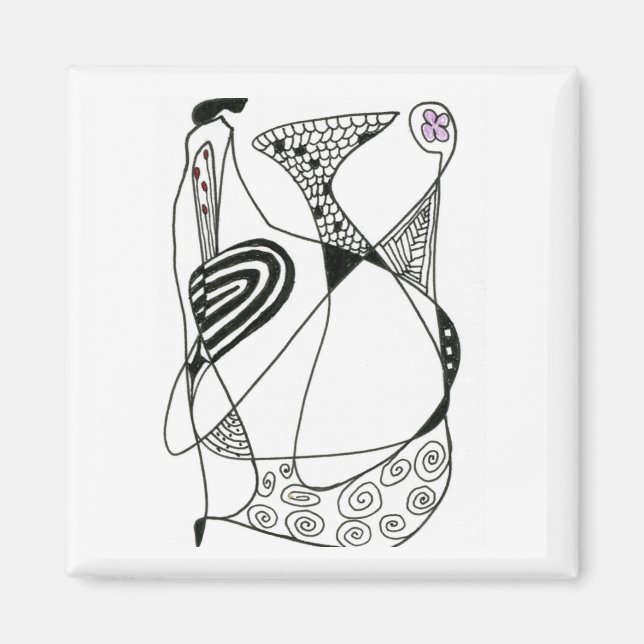 "Dancing Hen" Abstract Art Magnet (Front)
