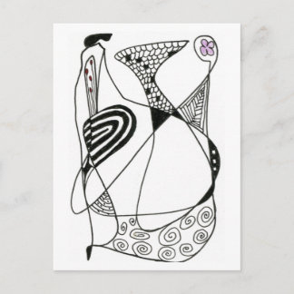 "Dancing Hen" Abstract Postcard