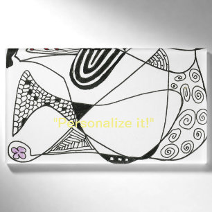 "Dancing Hen" black and white line design Name Tag